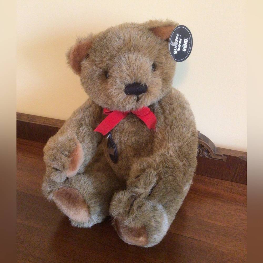 Gund Plush Teddy Bear with Red Bow Accent